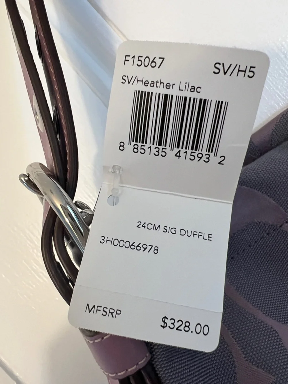 Coach vintage signature duffle hobo bag NWT heather lilac - Picture 2 of 5